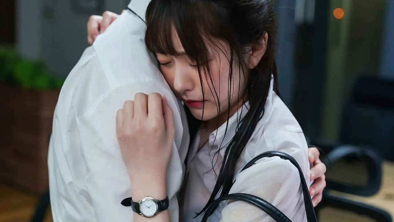 Alone in the Office with the Female Boss I Admire on a Night with Heavy Rain… Since We Can't Go Home, We Fuck All Night, Hikari Aozora backdrop