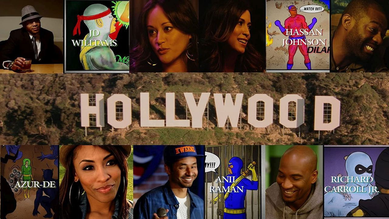 An American in Hollywood backdrop