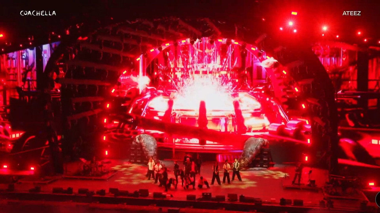 ATEEZ at Coachella backdrop