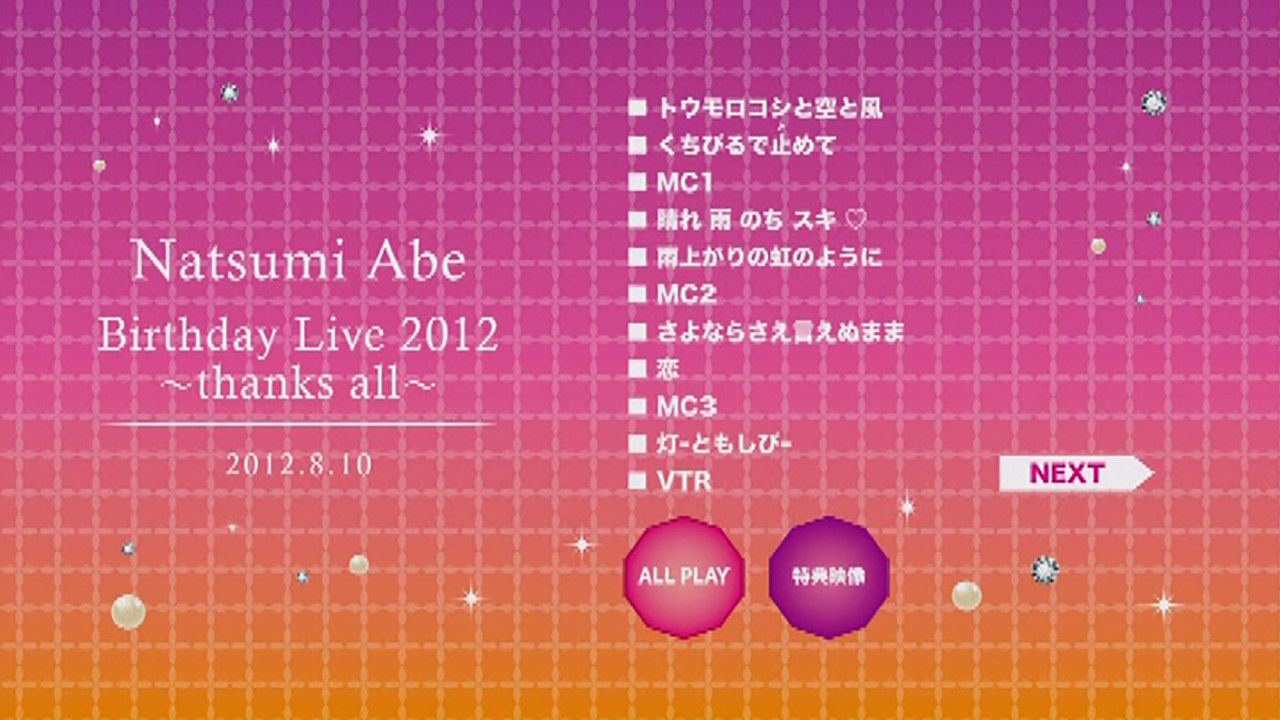 Abe Natsumi 2012 Birthday Live ~thanks all~ backdrop