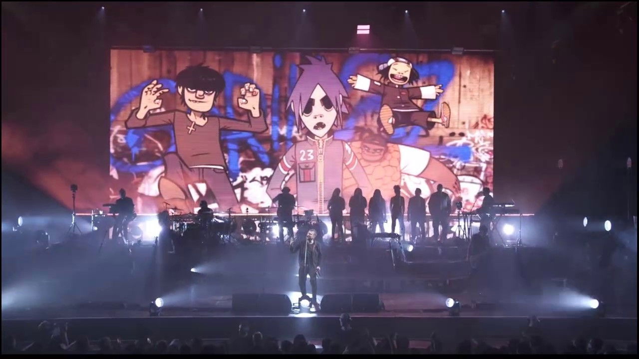 Gorillaz at Zénith 2017 backdrop