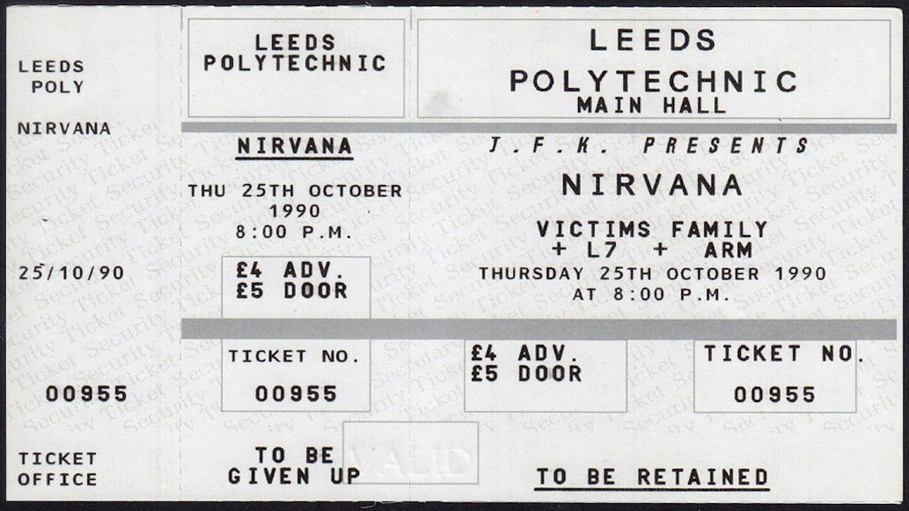 Nirvana - Live on Leeds Polytechnic, UK, 1990 backdrop