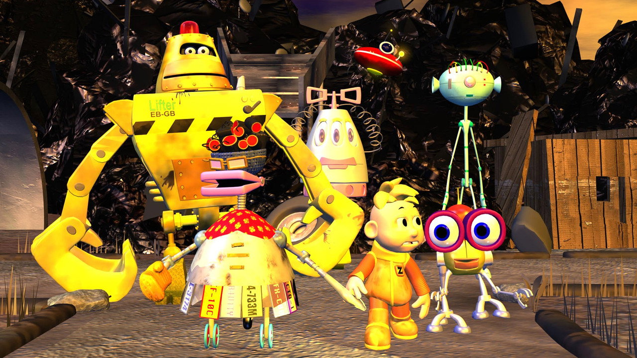 A Wobots Christmas backdrop