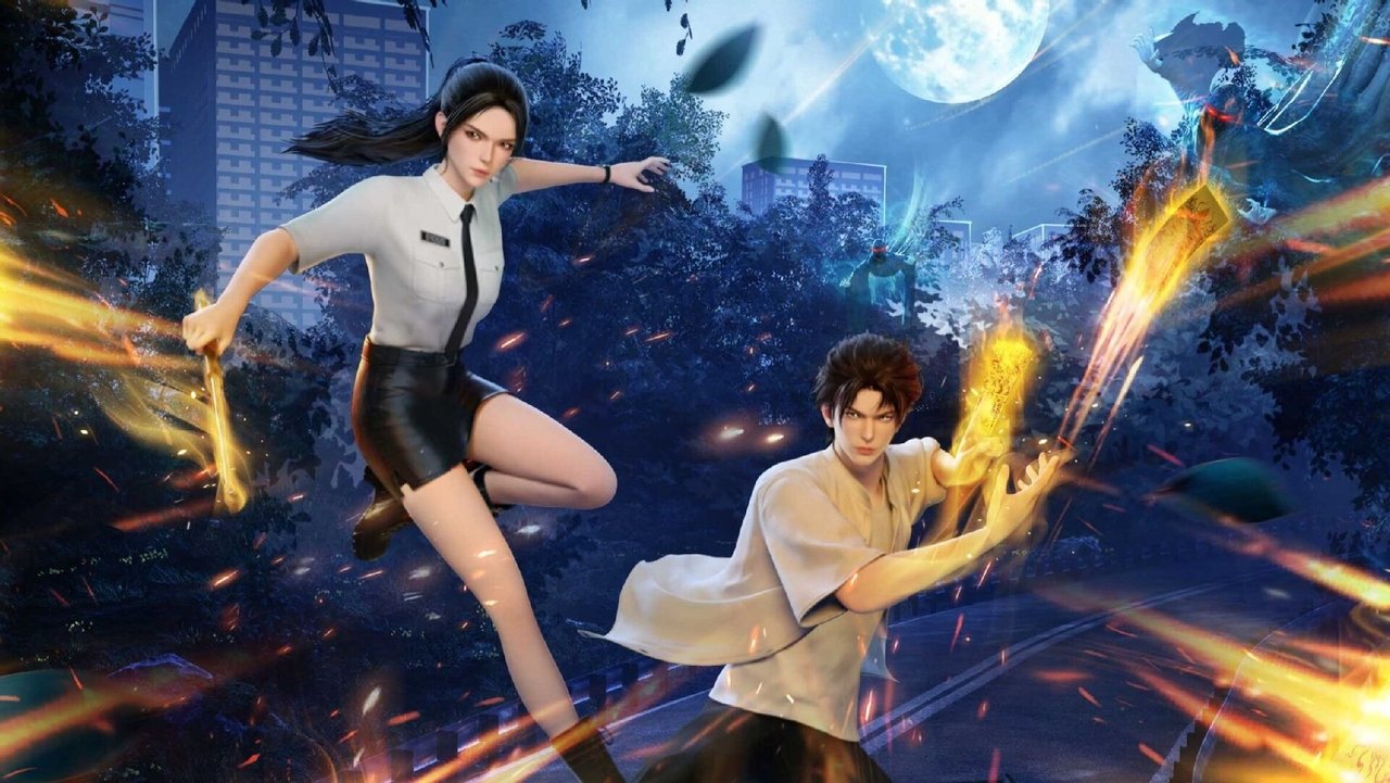 Immortal Doctor In Modern City backdrop