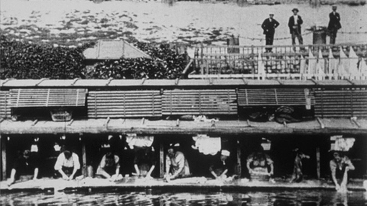 Washerwomen on the River backdrop