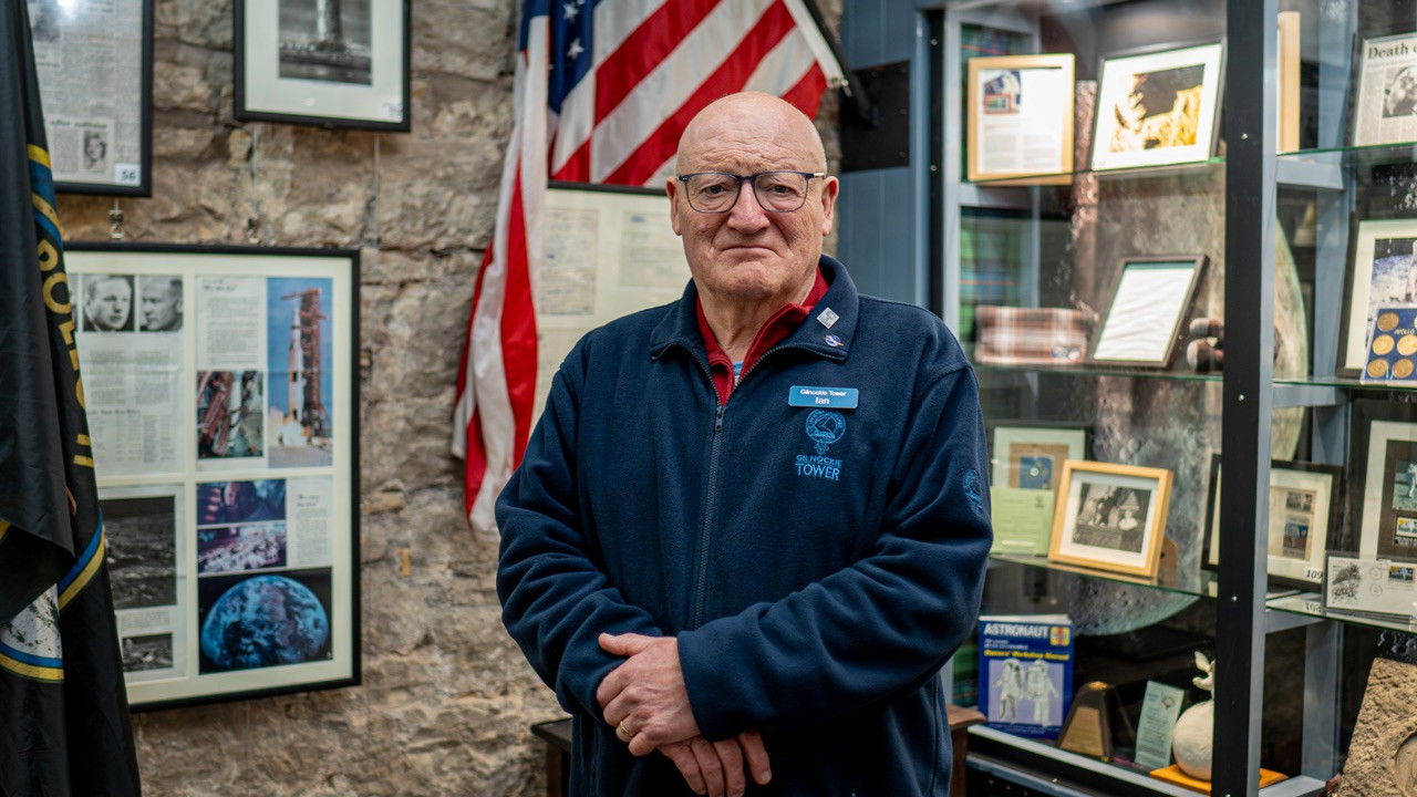 Neil Armstrong and the Langholmites backdrop