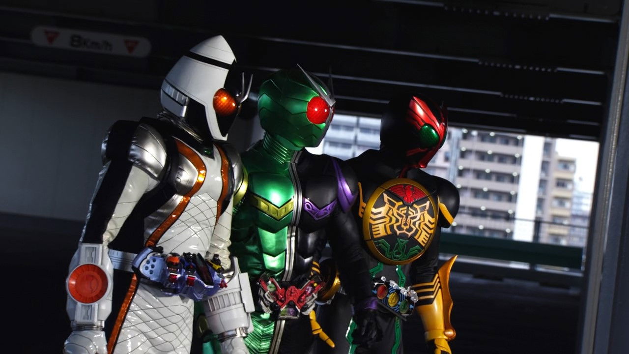 Kamen Rider x Kamen Rider Fourze & OOO Movie Wars Mega Max backdrop
