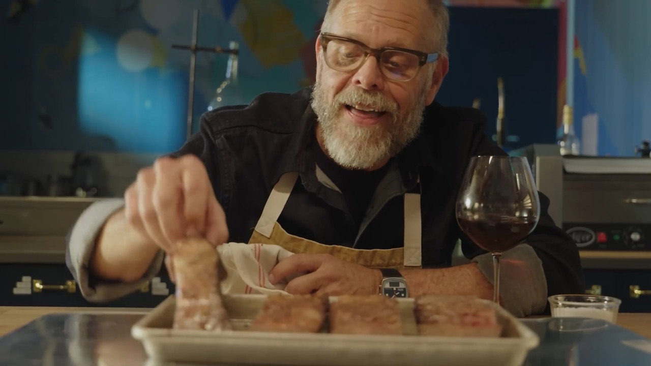 Alton Brown Cooks Food backdrop