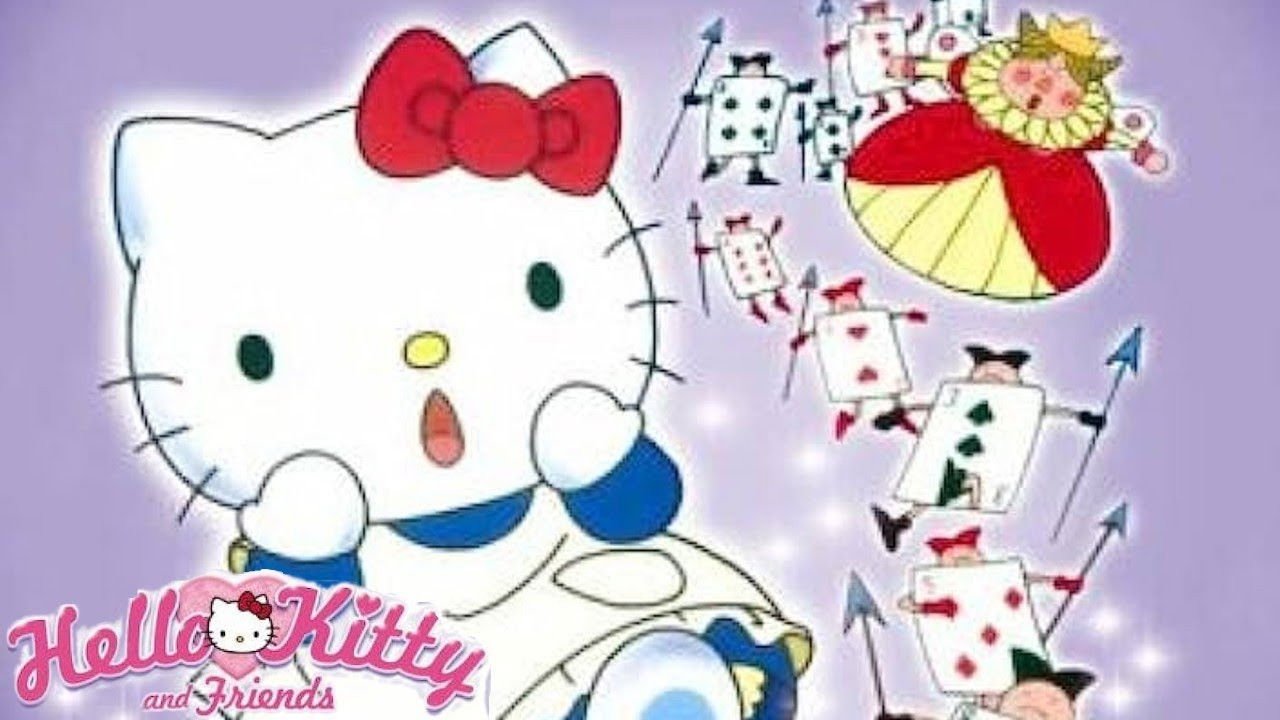 Hello Kitty in Alice in Wonderland backdrop