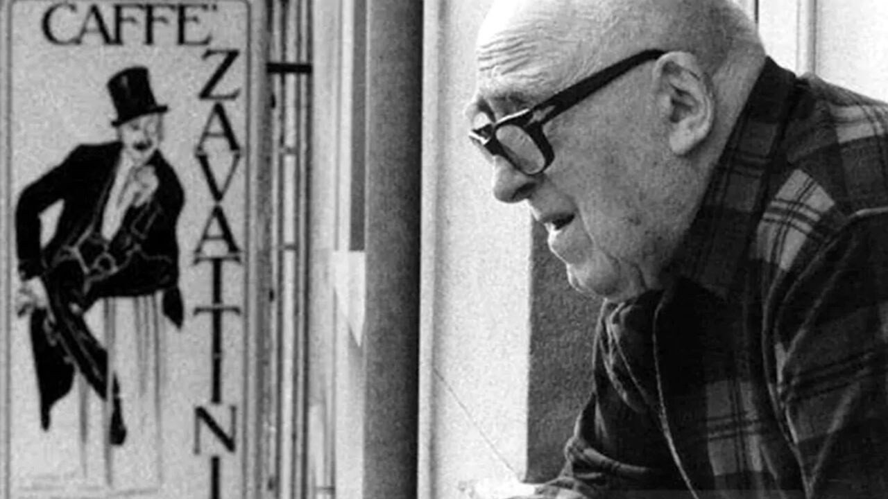 Cesare Zavattini on “Italiani con Paolo Miele,” 2019 backdrop