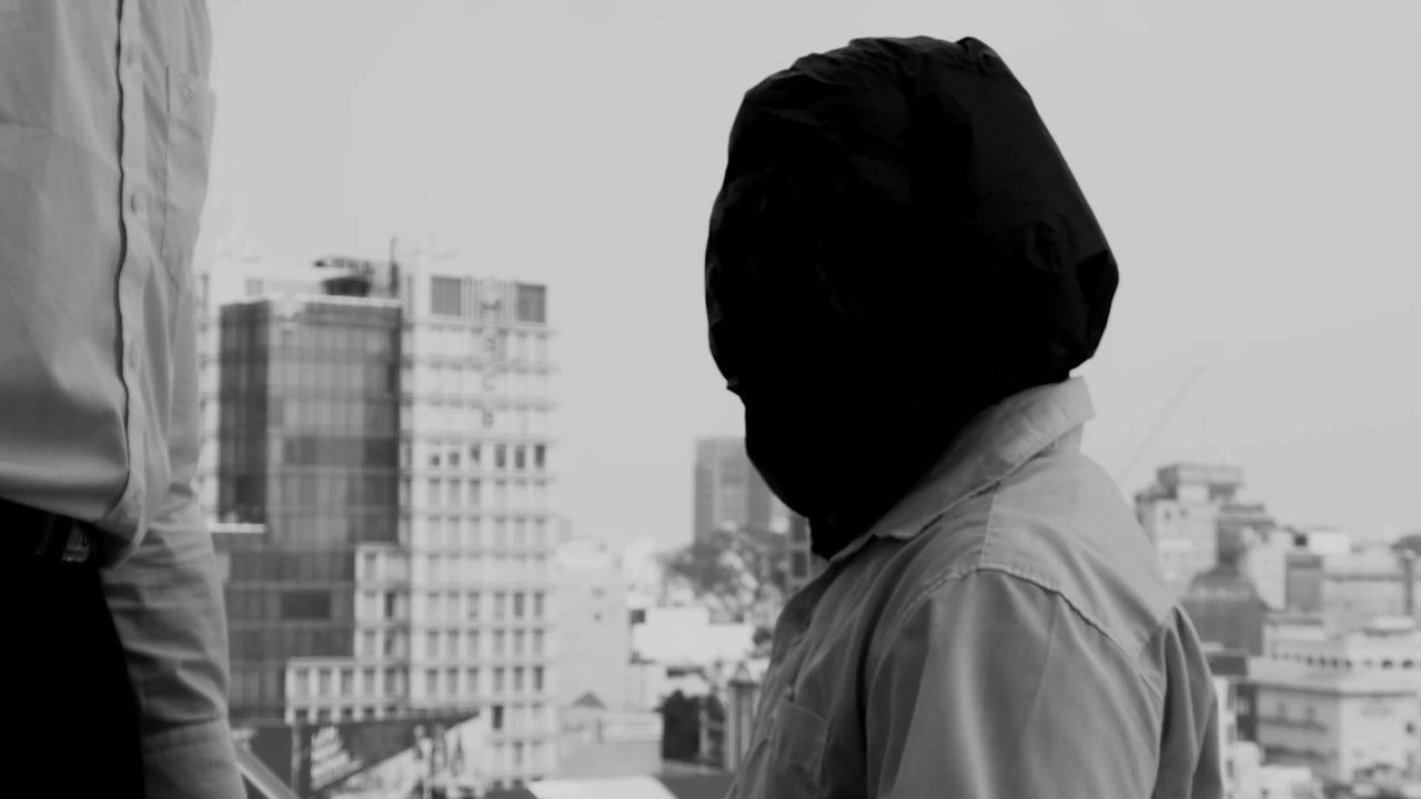 An artwork by trash backdrop