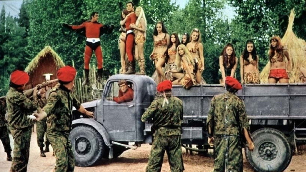 Three Supermen in the Jungle backdrop