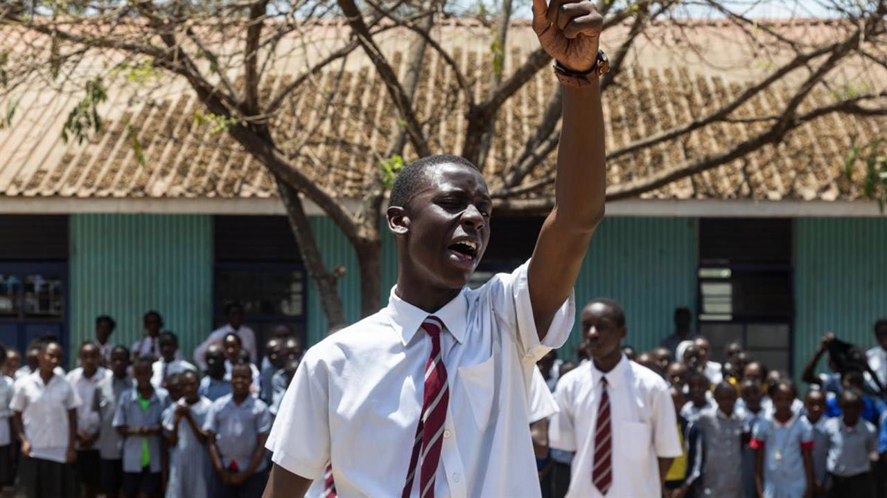 The sky over Kibera backdrop
