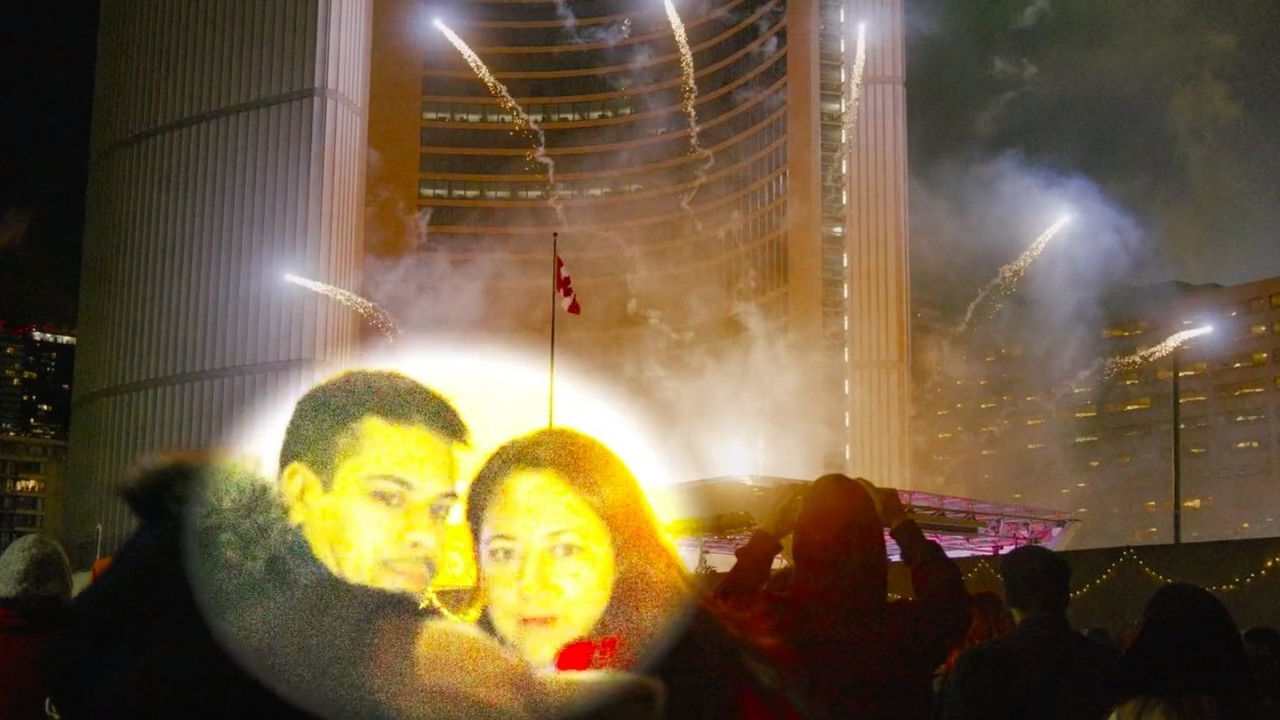 Between the hotel and city hall backdrop