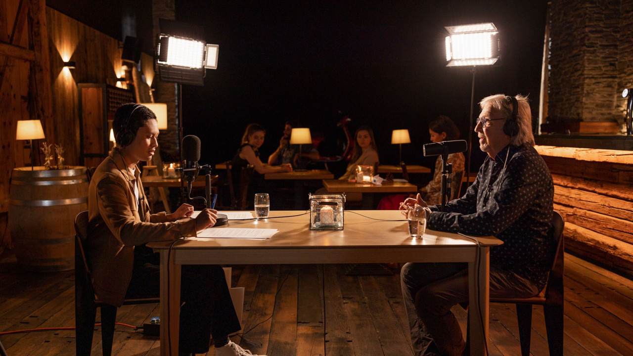 Henri Dès, his retrospective interview backdrop