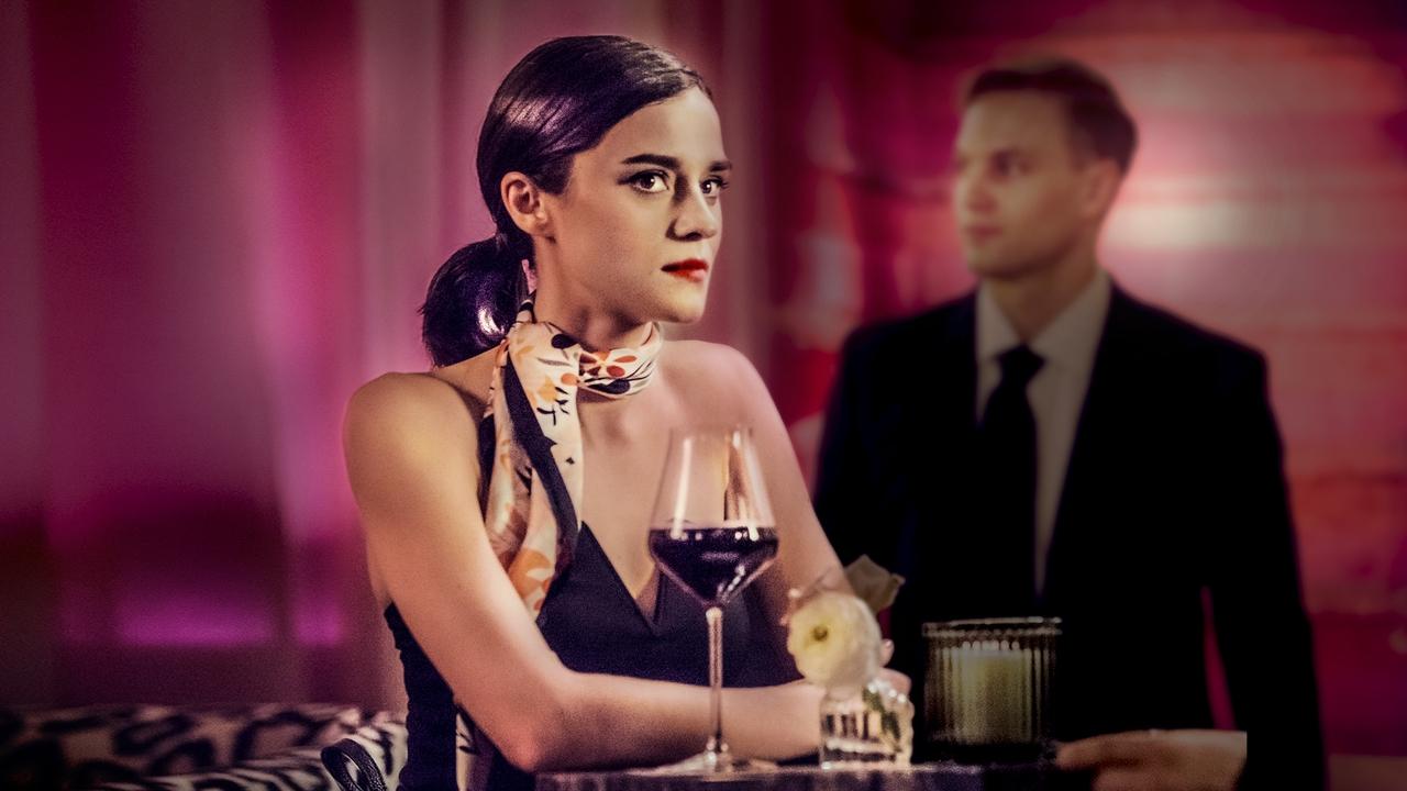 Woman with the Red Lipstick backdrop