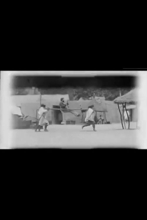 Félix Regnault assis sur un palanquin porté par des malgaches au pas poster