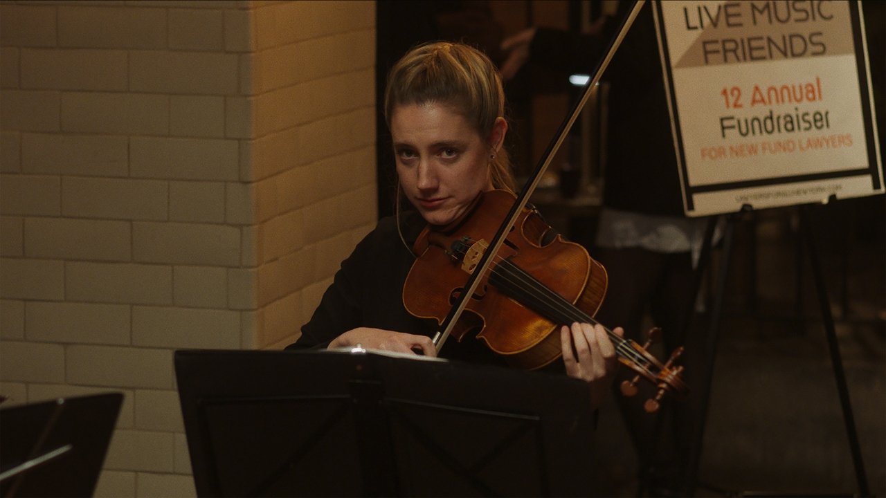 On a String backdrop