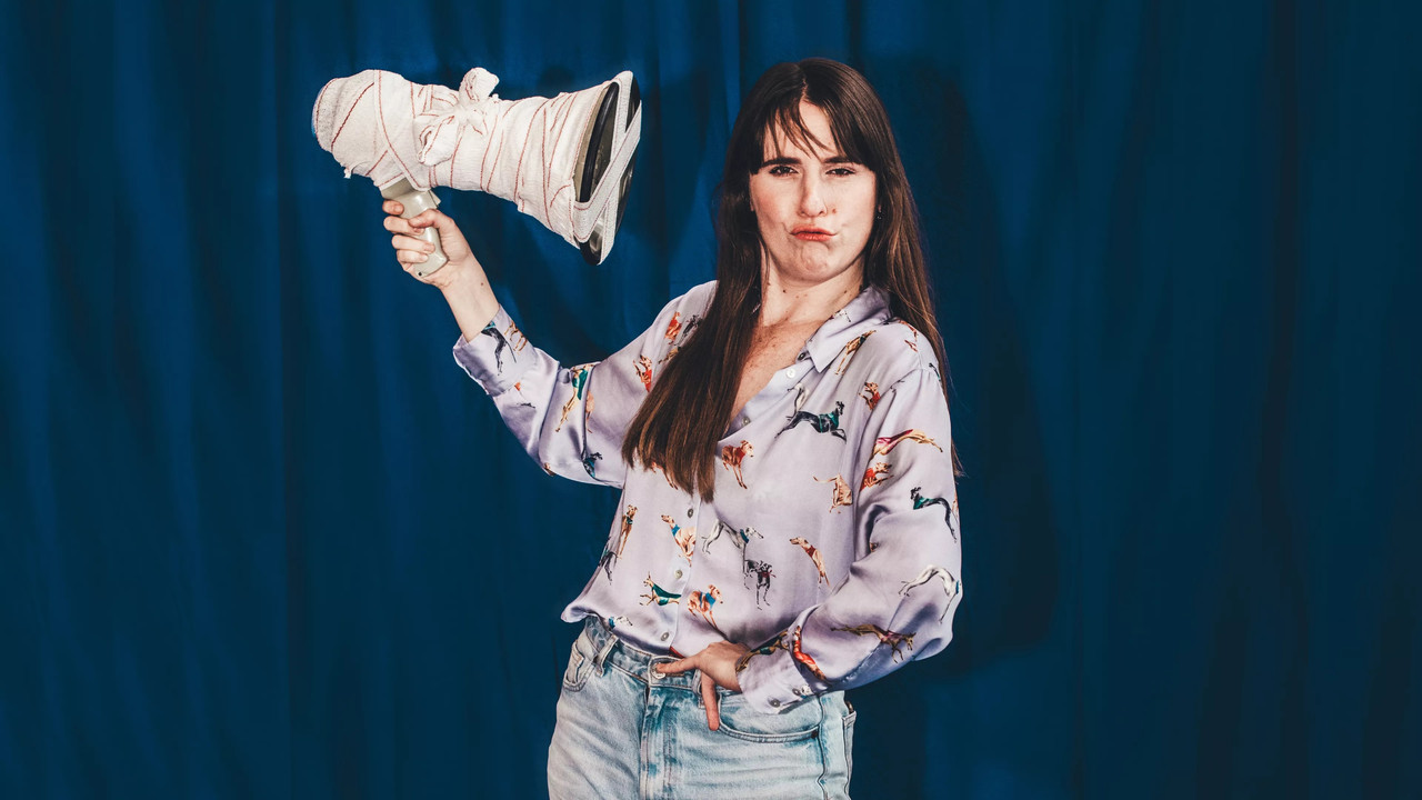 Sarah in Wokeland backdrop