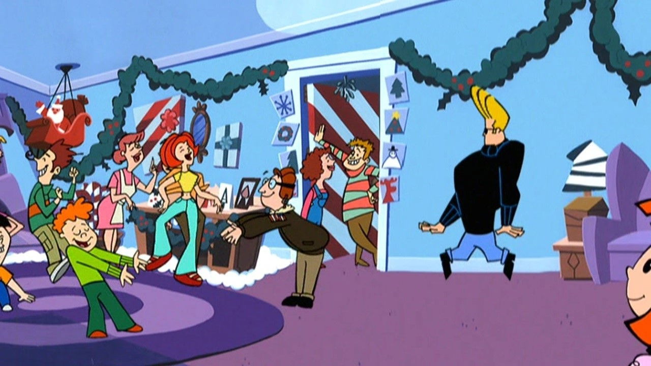 A Johnny Bravo Christmas backdrop